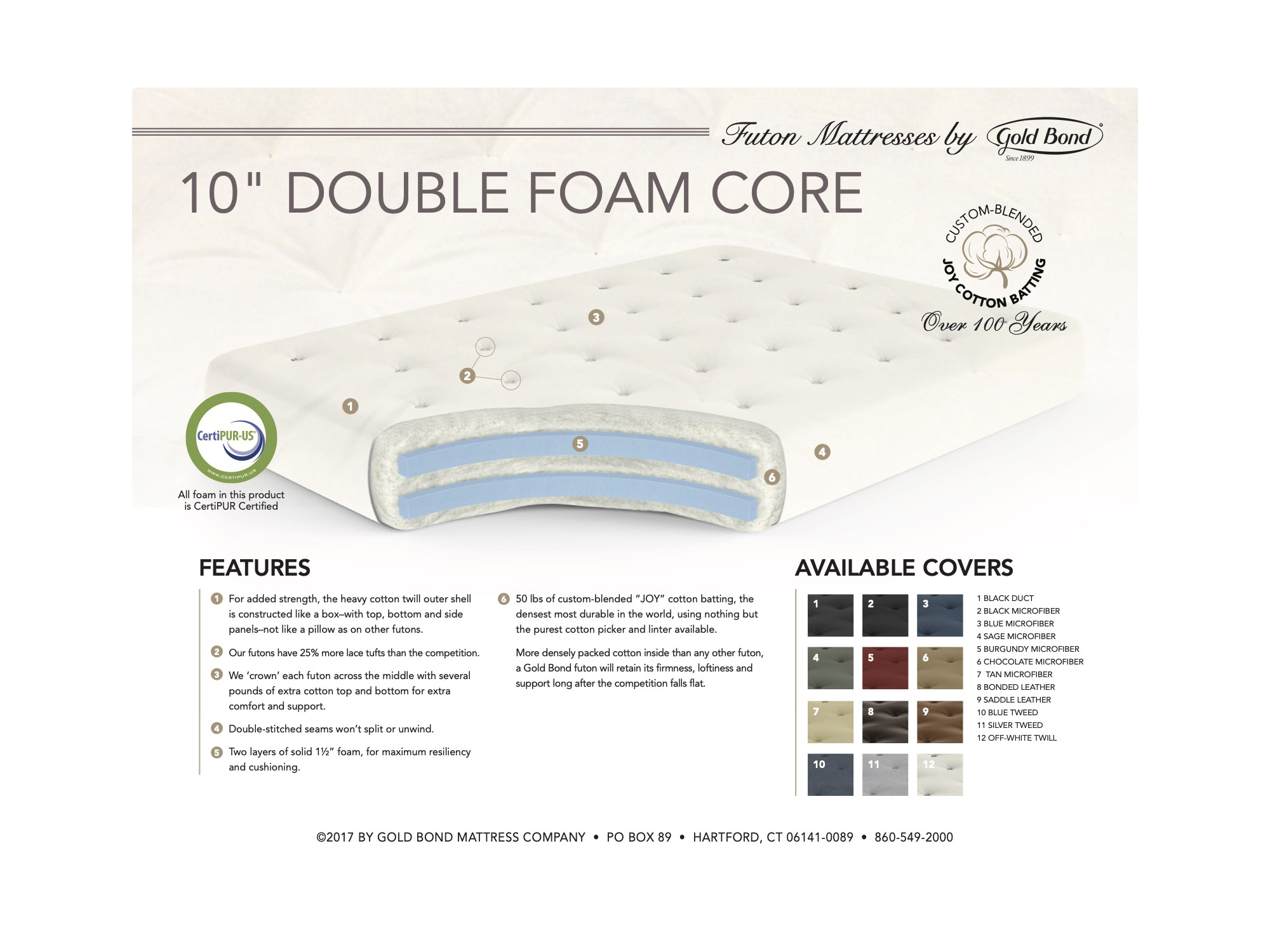 10 foam filled futon mattress
